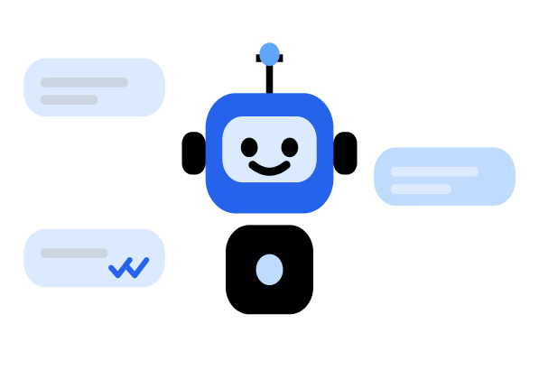 Illustration of a friendly chatbot answering messages